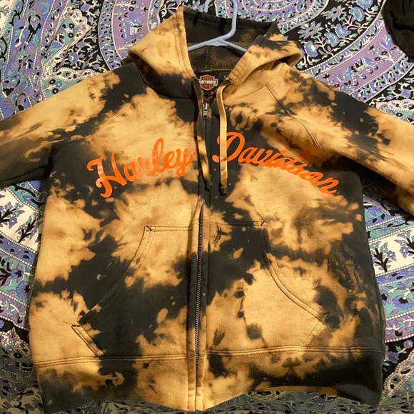 Harley Davidson 🏍 🔥 Bleach dyed zip hoodie - Picture 1 of 7